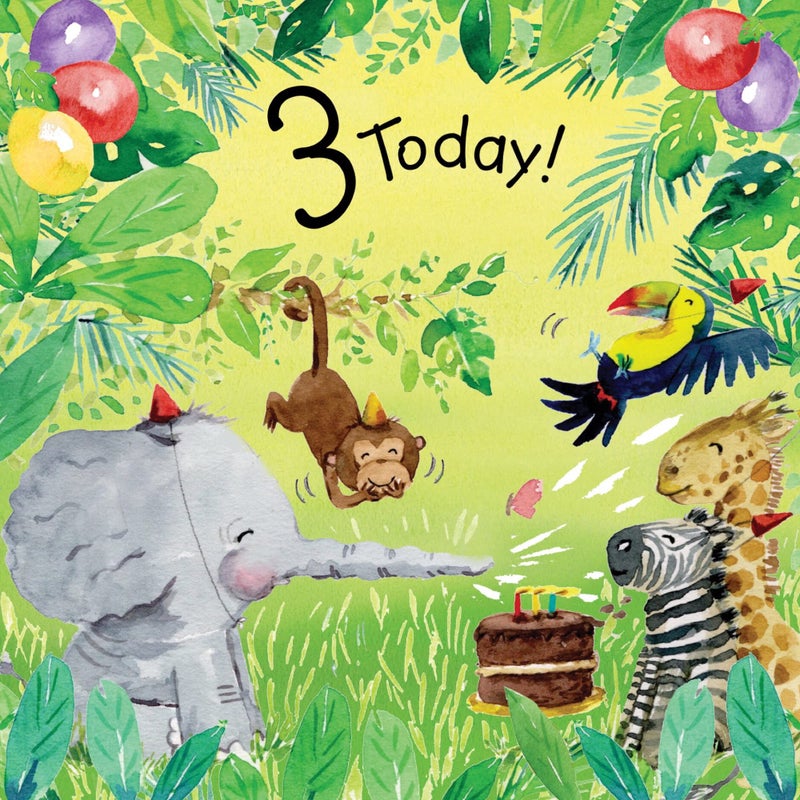 Twizler 3rd Birthday Card Jungle â€“ Age 3 Birthday Card â€“Girls Birthday Card Age 3 â€“ Boys Birthday Card Age 3 â€“ 3rd Birthday Card Girl â€“3rd Birthday Card Boy -Happy Birthday Card 3 Year Old â€“Card Age 3 - Image 2
